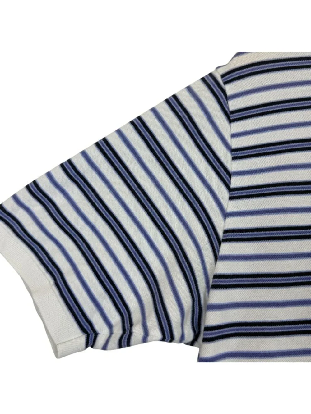 Polo Golf Ralph Lauren Polo Shirt Men L Blue White Striped ¼ Button Pima Cotton